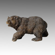 Animal Bronze Sculpture Brown Bear Craft Brass Statue Tpal-008